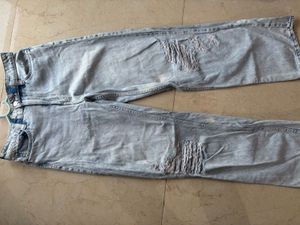Straight ribbed jeans