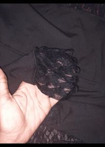 Asymmetrical black lace top