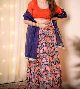Janasya Floral Printed ReadytoWearLehenga &amp; Blouse