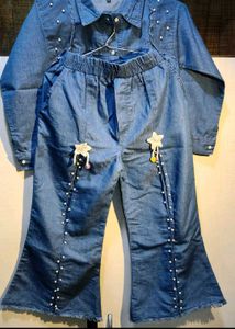Denim Co-ord Set with Pearl Details