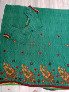 Elegant Green Printed Saree