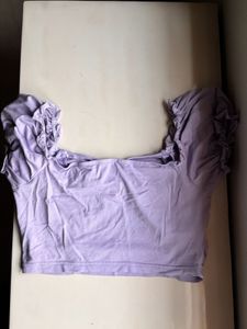Lavender Puff Sleeve Crop Top