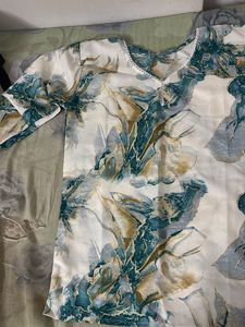 Printed Satin V-Neck Top