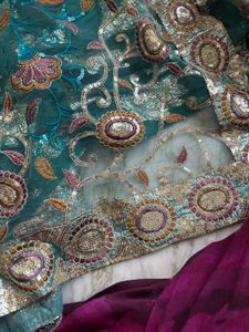 Half Net Embroidered Saree