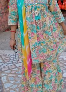 floral design aline kurta set