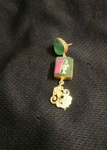 Handpainted Rajputi Princess Portrait Earring