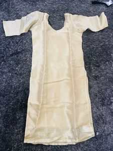 Golden Kurta With Self Print