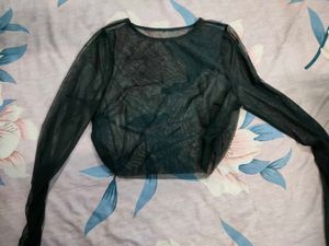 Black Mesh Crop Top
