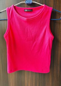 Zara Pink Sleeveless Crop Top