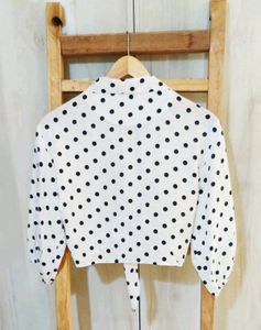 Polka Dot Tie-Front Crop Top size-28-30-S
