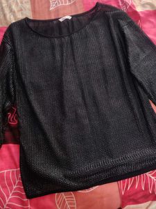 Sparkly Black Long Sleeve Top