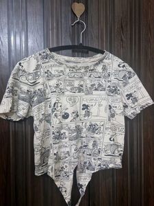 Cartoon Print Crop Top