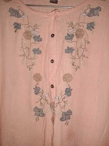 Peach Embroidered Kurta Set