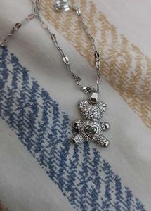 Teddy Bear Necklace with Rhinestones