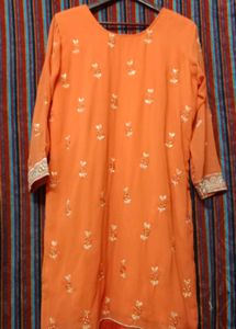 Coral Pink Kurta With Heavy Embroidery And Stones