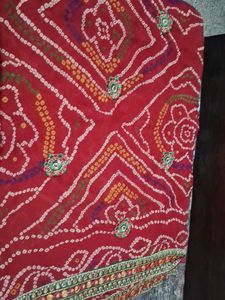Red Bandhani saree