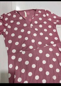 Peach Polka Dot Fit &amp; Flare Dress