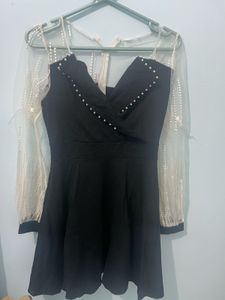 Black Dress With White Net