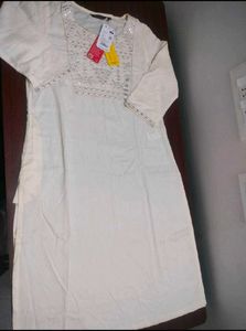 Elegant White Mirror Work Kurti