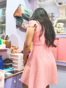 Korean Pink Fit &amp; Flare Dress