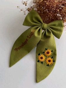 Sunflower Embroidered Hair Bow