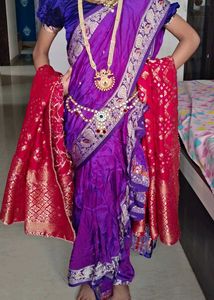 Girl Readymade Nauwari Saree With Blouse