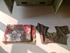 Yellow Olive Embroidered Heavy Saree With Blouse