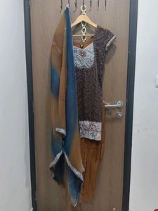 Brown Sequin Embellished Dress