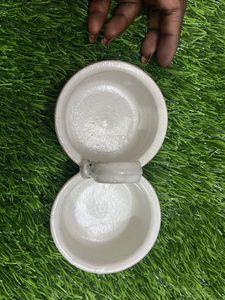 Stoneware Double Bowl with Handle