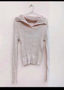 Ribbed Button-Down Cardigan