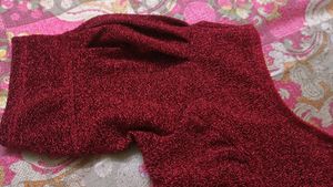 Shimmer Red Puff Blouse