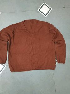 Brown V-Neck Pullover Sweater