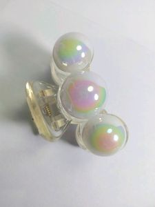 2 Pcs Pearl Hair Claw Clip Rainbow Design For Girl