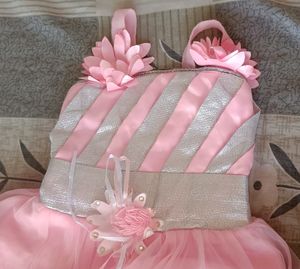 Beby pink frock for 12 months girl