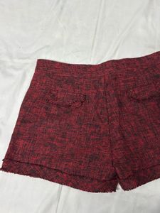 Textured Red Shorts