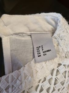 H&amp;M crochet White TShirt 30&#34; Formal Classy