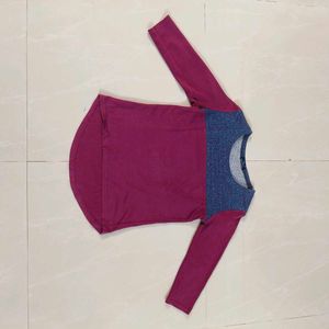 Maroon And Blue Shiny Top