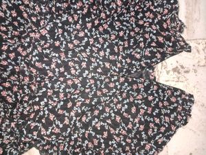 Floral Print Black Dress