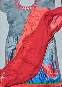 Red Full Suit Silk