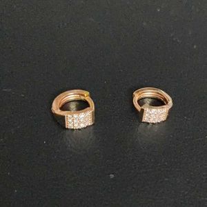 Rose Gold Plated Earrings With AD Stone