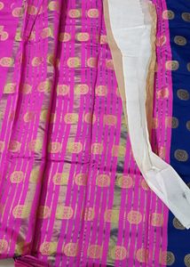 96)Blue Chiffon Saree
