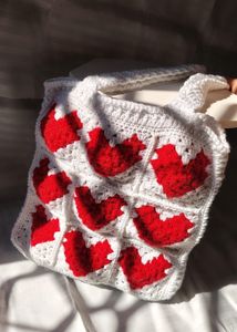 Crochet Heart Tote Bag