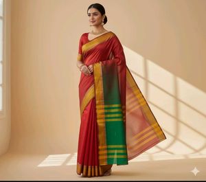 Elegant Red & Green Saree