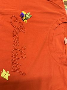 Basic Orange Top  With A Little Print In Center