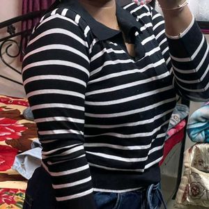 Striped Black &amp; White Top