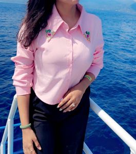 Pink Embellished Collar Button-Down