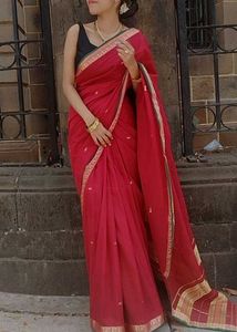 Elegant Red Cotton Saree