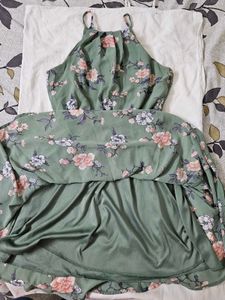 Imported Green floral Midi(frock)