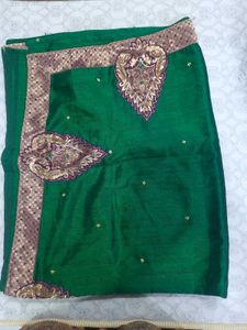 Green saree with blouse
