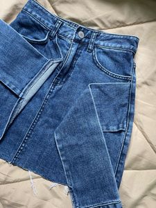Slit Denim Skirt